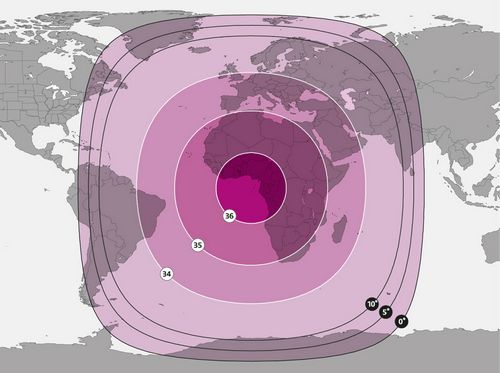 Footprint satelitu SES 5, Global beam, obrzek: SES