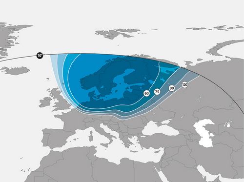 Footprint satelitu SES 5, Nordic beam, obrzek: SES