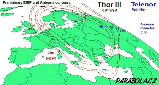 Pokrytá území satelitem Thor III