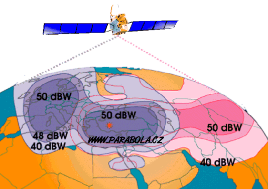 Pokrytá území satelitem Türksat 1C