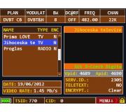 Parametry MUXu3 K22 Kle. OD 18.6 s novm programem Jihoesk televize. Meno 15km od vyslae - antna BU547